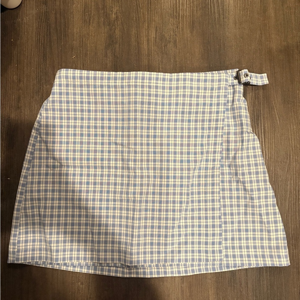 Wild Fable Light Blue Plaid Mini Skirt